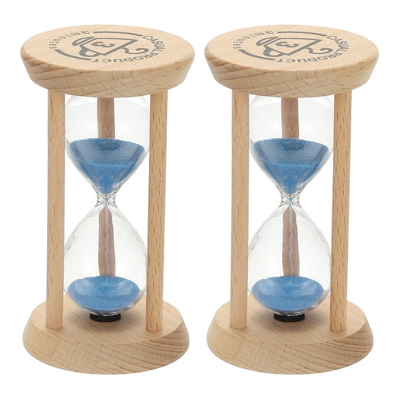 Uxcell 3 Minutes Sand Timer, 2 Pcs Wooden Sand Watch High Glass Sandglass Timer for Living Room Home Office Restaurant Decoration, Blue