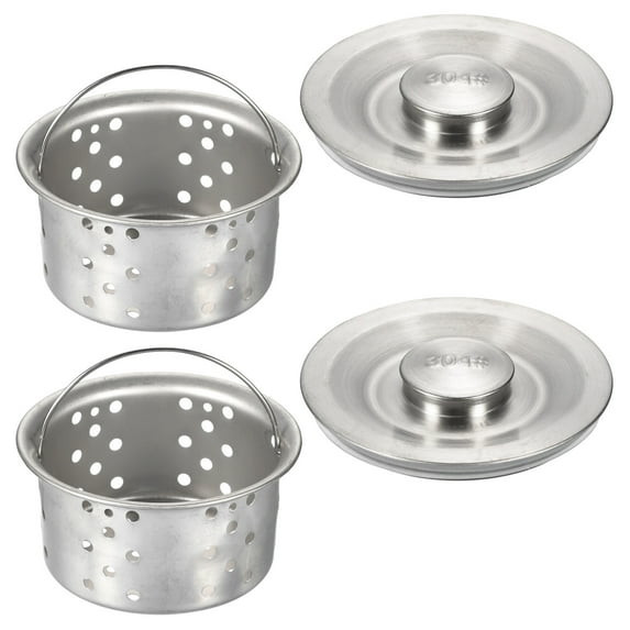 Uxcell 3"O.D. 1.5"Height Stainless Steel Kitchen Sink Strainer Sink Drain Basket Silver Tone 2 Set