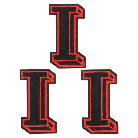 Uxcell 3 PCS Iron On Embroidery Letters I Patches, 2" A-Z Iron On Fabric Initial Alphabet Applique Patches For DIY Backpacks Hat Bags Jeans Uniform Jacket Clothing Decoration(Black/Red)
