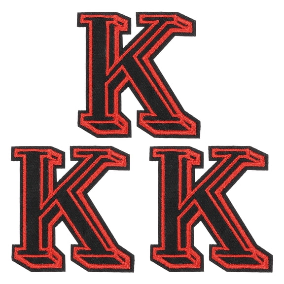 Uxcell 3 PCS Iron On Embroidery Letters K Patches, 2" A-Z Iron On Fabric Initial Alphabet Applique Patches For DIY Backpacks Hat Bags Jeans Uniform Jacket Clothing Decoration(Black/Red)