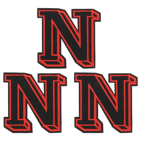 Uxcell 3 PCS Iron On Embroidery Letters N Patches, 2" A-Z Iron On Fabric Initial Alphabet Applique Patches For DIY Backpacks Hat Bags Jeans Uniform Jacket Clothing Decoration(Black/Red)