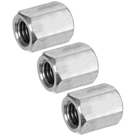 Uxcell 3-Pack 1/2"-13 UNC Hex Coupling Nuts, 0.98" Length 304 Stainless Steel Fully Threaded[Silver Tone]
