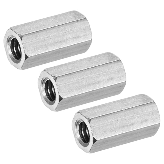 Uxcell 3-Pack 1/4"-20 UNC Hex Coupling Nuts, 0.79" Length 304 Stainless Steel Fully Threaded[Silver Tone]