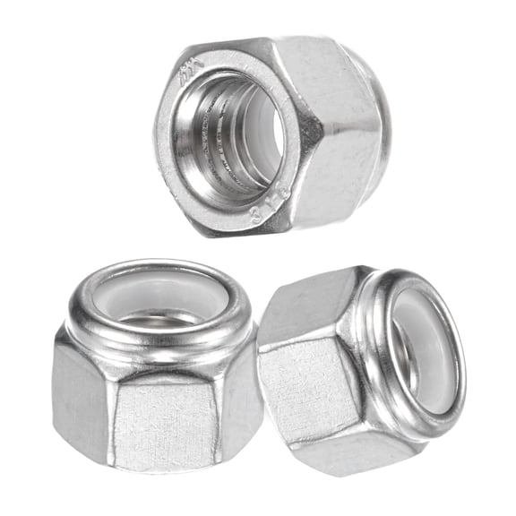 Uxcell 3-Pack 3/8-16 Nylon Insert Lock Nuts, Silver Tone - 316 Stainless Steel UNC Fasteners for Automotive and Home Use