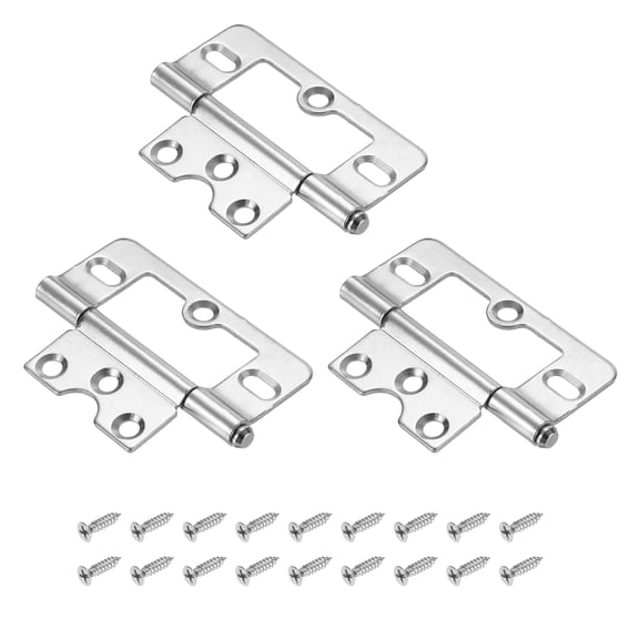 Uxcell 3 Pack 3" x 1.4" Non Mortise Butterfly Hinge, Removable Loose Pin Hinge, Iron Cabinet Hinges with Mounting Screws for Doors, Windows, Furniture, Mobile Home/RV, White Nickel