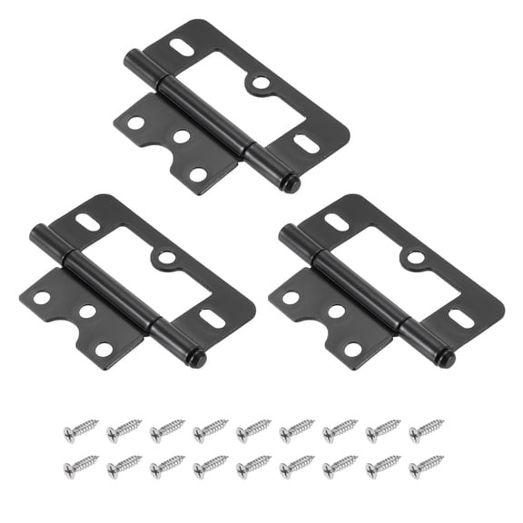 Uxcell 3 Pack 3" x 1.4" Non Mortise Butterfly Hinge, Removable Loose Pin Hinge, Iron Cabinet Hinges with Mounting Screws for Doors, Windows, Furniture, Mobile Home/RV, Black
