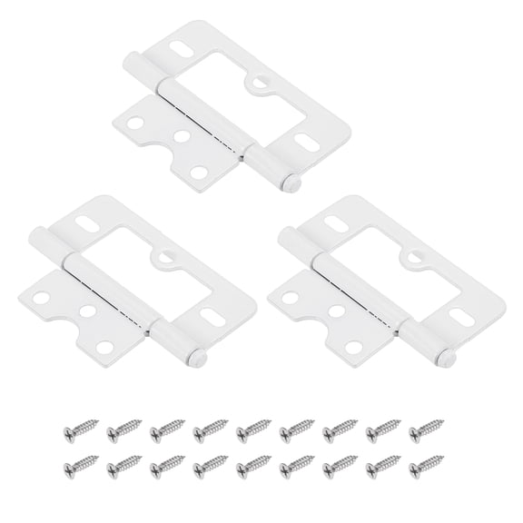 Uxcell 3 Pack 3" x 1.4" Non Mortise Butterfly Hinge, Removable Loose Pin Hinge, Iron Cabinet Hinges with Mounting Screws for Doors, Windows, Furniture, Mobile Home/RV, White