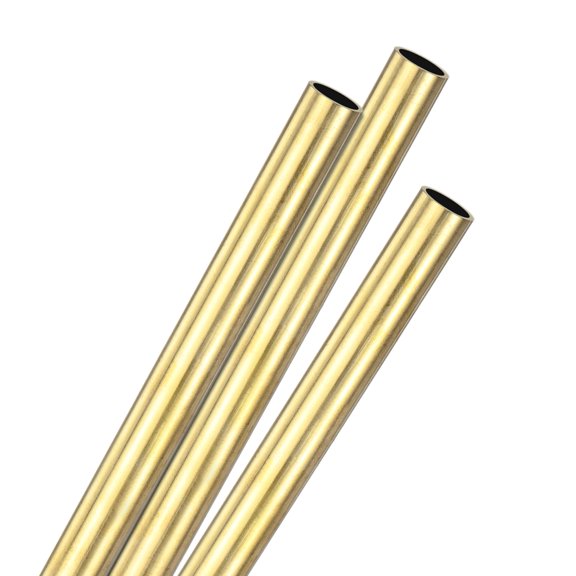 Uxcell 3-Pack 300mm Brass Round Tube, 10mm OD 0.5mm Wall Thickness H62 Brass Seamless Tubing for Construction/Machining/DIY