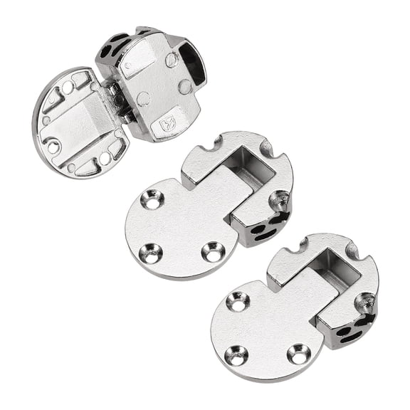 Uxcell 3 Pack 90 Degree Hidden Flap Hinges, 1.93" x 1.18", Zinc Alloy Cabinet Door Concealed Hinge for Cabinet Door Folding Computer Desk, Silver