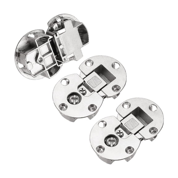 Uxcell 3 Pack 90 Degree Hidden Flap Hinges, 2.6" x 1.54", Zinc Alloy Cabinet Door Concealed Hinge for Cabinet Door Folding Computer Desk, Silver