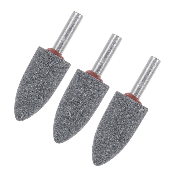 Uxcell 3-Pack Abrasive Mounted Stone Grinding Bits, 1/4 IN(6mm) Shank Polishing Sanding Drill Bit 0.79IN(20mm) Dia Point [Gray]