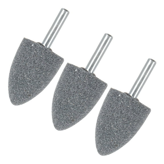 Uxcell 3-Pack Abrasive Mounted Stone Grinding Bits, 1/4 IN(6mm) Shank Polishing Sanding Drill Bit 1.18IN(30mm) Dia Point [Gray]