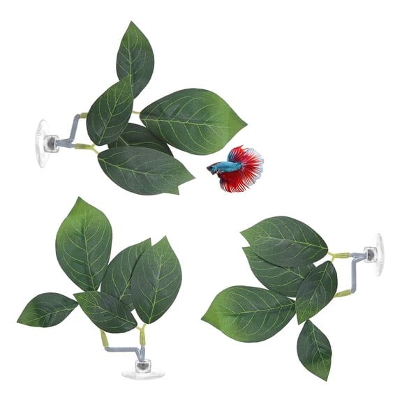 Uxcell 3-Pack Betta Fish Leaf Pad, Hammock Plant Leaf Pad, Resting Fish Rest Bed for Fish Tank Decorations [Green, Leaf-Shaped]