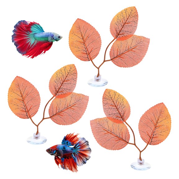 Uxcell 3-Pack Betta Fish Leaf Pad Plastic, Simulating the Natural Habitat Fish Hammock for Spawning Ground [3-Rose-Shaped,Red]