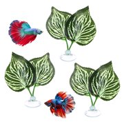 Uxcell 3-Pack Betta Fish Leaf Pad Plastic, Simulating the Natural Habitat Fish Hammock for Spawning Ground [Fittonia-Shaped,Green]