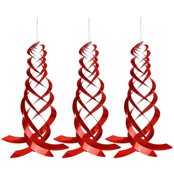 Uxcell 3-Pack Bird Repellent Spiral Reflectors, 17.8" Plastic Hanging Reflective Bird Deterrent Device [Red]