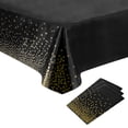 thumbnail image 1 of Uxcell 3 Pack Black Disposable Plastic Tablecloths 54 Inch x 108 Inch Gold Dots Table Covers for Wedding Parties, 1 of 6