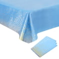 thumbnail image 1 of Uxcell 3 Pack Blue Disposable Plastic Tablecloths 54 Inch x 108 Inch Gold Dots Table Covers for Wedding Parties, 1 of 6