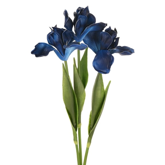 Uxcell 3-Pack Blue Green Artificial Iris Flowers,18 Inch Faux Iris PU Bouquets Real Touch for Home/Wedding