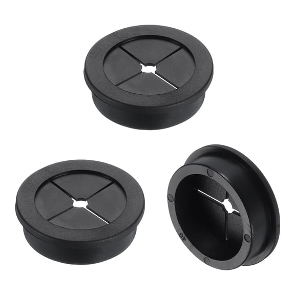Uxcell 3 Pack Cable Cord Grommet, 1 9/16" Inch (40mm) Desk Grommet Flexible Rubber Grommets Wire Hole Cover Pass Through for Office Computer Desk Wire Organizer, Black