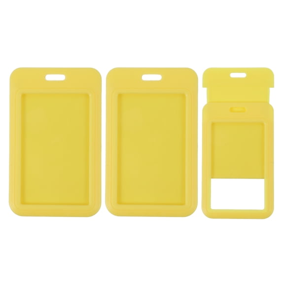 Uxcell 3 Pack Clear Badge Holder, Plastic ID Badge Holder Double Sided Vertical ID Protector Clips, Yellow