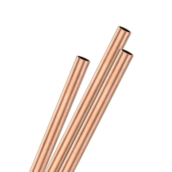 Uxcell 3-Pack Copper Round Tube, 5mm OD 0.5mm Thick 200mm Length Straight Pipe Tubing for Construction/Machining/DIY Crafting, Metal Straight Pipe