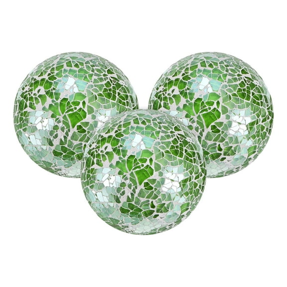 Uxcell 3-Pack Decorative Ball for Bowls, 2.4 Inch Mosaic Glass Balls Decorative Glass Orbs for Home Decor/Dining Tables [Light Green]