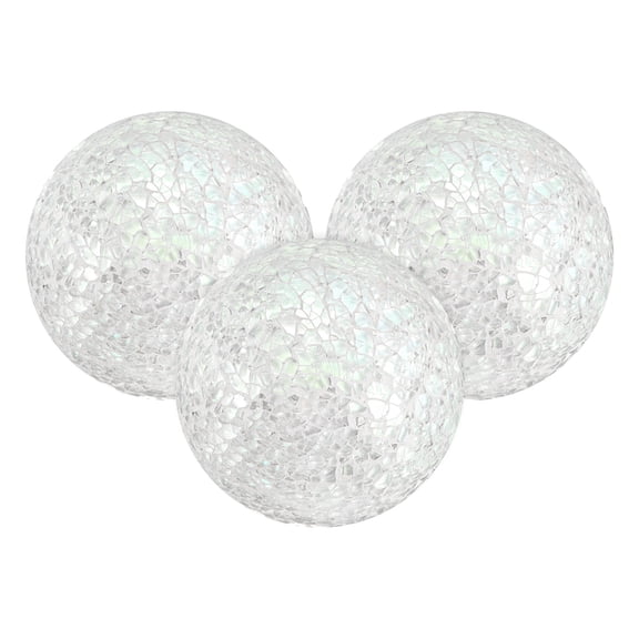 Uxcell 3-Pack Decorative Ball for Bowls, 4 Inch Mosaic Glass Balls Decorative Glass Orbs for Home Decor/Dining Tables [White]