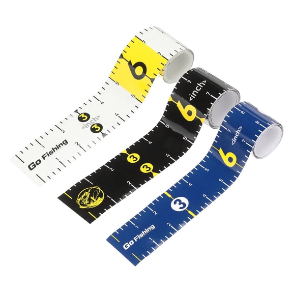 Uxcell 3 Pack Fishing Ruler, Self-Adhesive Fishing Ruler for Boat Waterproof Fish Tape Measure Sticker for Boat Kayak Net Cooler, White/Black/Blue