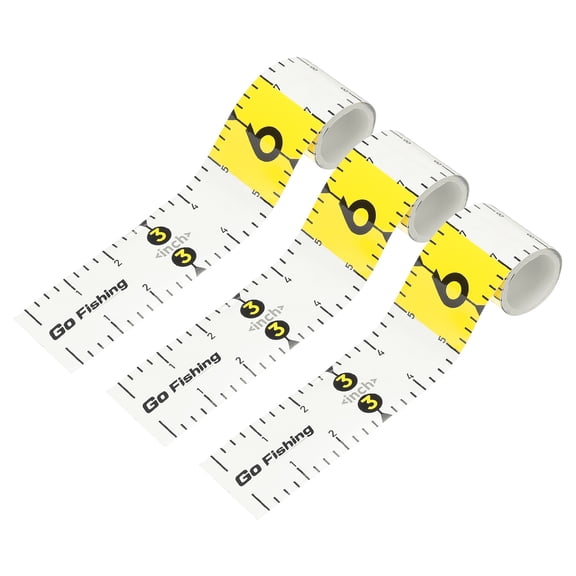 Uxcell 3 Pack Fishing Ruler, Self-Adhesive Fishing Ruler for Boat Waterproof Fish Tape Measure Sticker for Boat Kayak Net Cooler, White