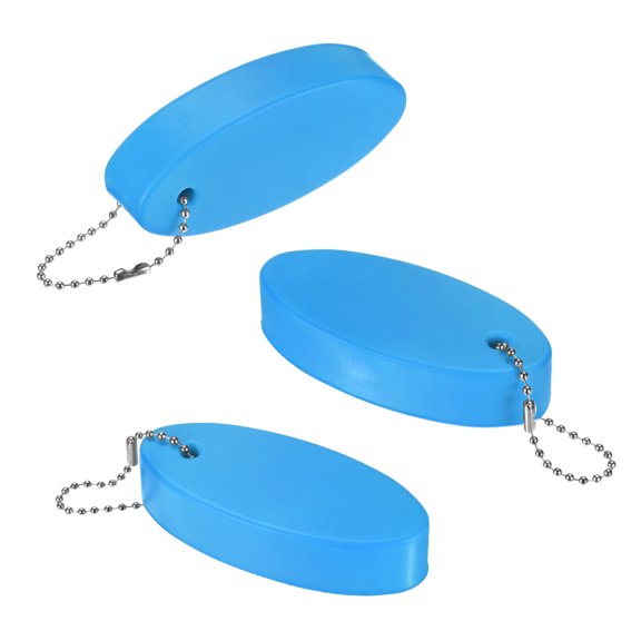 Uxcell 3-Pack Floating Key Chain for Boating, Waterproof Bright Color Key Rings for Outdoor Water Sport [Sky Blue]