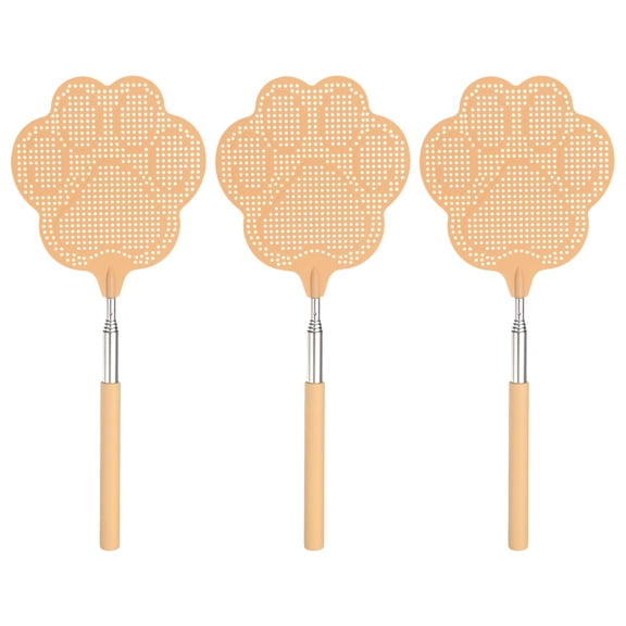 Uxcell 3-Pack Fly Swatter for Indoors, Heavy Duty Bug Zapper Racket for Summer Home/Indoor/Outdoor/Classroom [Khaki]