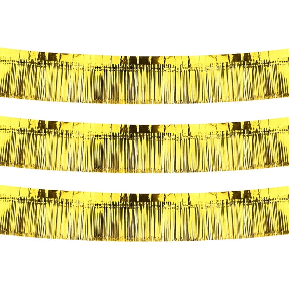 Uxcell 3-Pack Foil Fringe Garland 10 Feet Shiny Metallic Foil for Parties and Events Gold