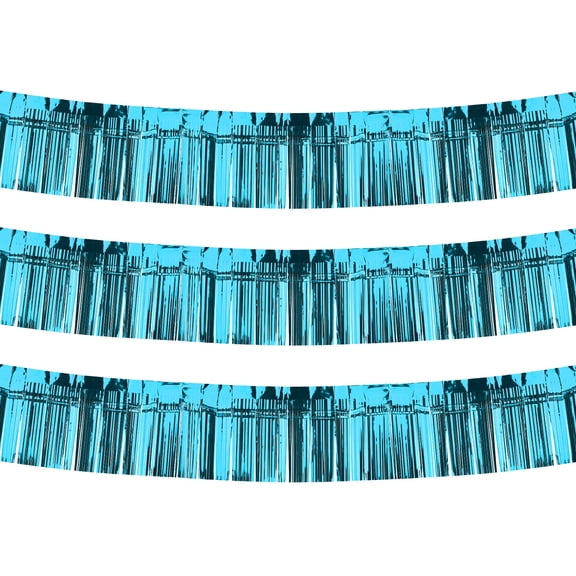 Uxcell 3-Pack Foil Fringe Garland 10 Feet Shiny Metallic Foil for Parties and Events Light Blue