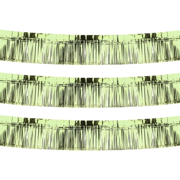 Uxcell 3-Pack Foil Fringe Garland 10 Feet Shiny Metallic Foil for Parties and Events Light Green