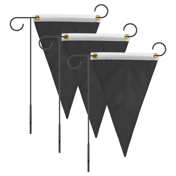 Uxcell 3-Pack Garden Flags, 18x12 Inch Polyester Triangle Large Solid Color Blank Sublimation Flags [Black]