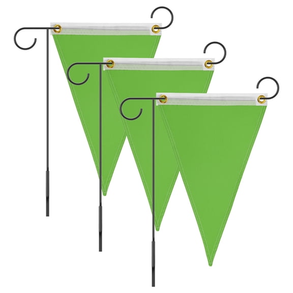 Uxcell 3-Pack Garden Flags, 18x12 Inch Polyester Triangle Large Solid Color Blank Sublimation Flags [Green]