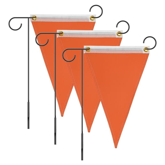 Uxcell 3-Pack Garden Flags, 18x12 Inch Polyester Triangle Large Solid Color Blank Sublimation Flags [Orange]
