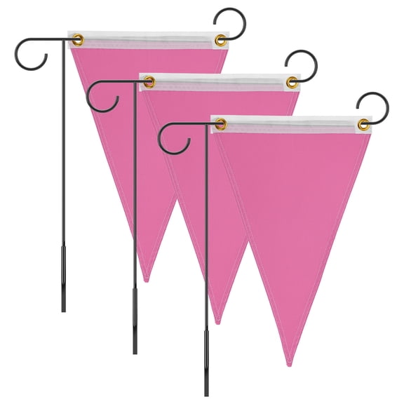 Uxcell 3-Pack Garden Flags, 18x12 Inch Polyester Triangle Large Solid Color Blank Sublimation Flags [Pink]