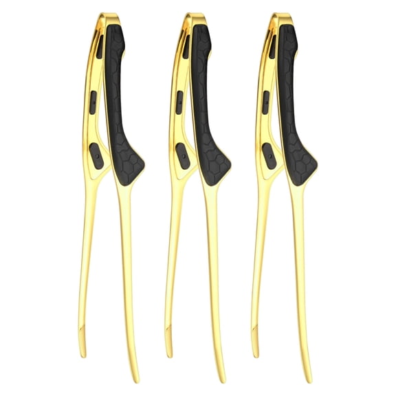 Uxcell 3-Pack Grill Tongs, 9.6 Inch Non-Slip Stainless Steel Locking Tongs for Outdoor Barbecue [Black]