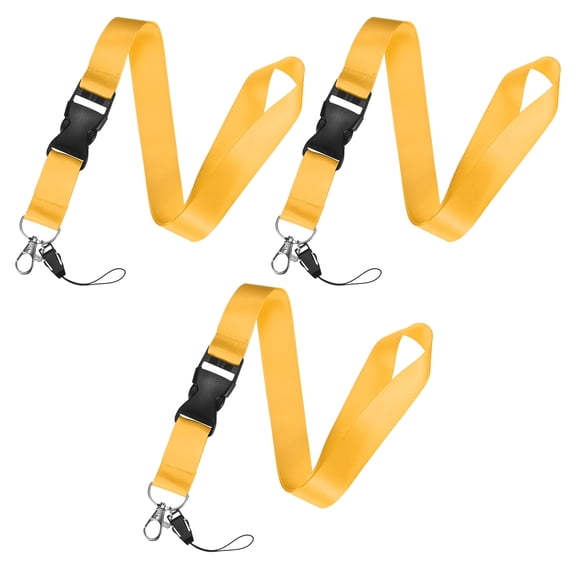 Uxcell 3-Pack Lanyards for Keys, Yellow 1" Wide Keychain Long ID Badges Neck Lanyard Strap with Quick Release Buckle ID Holder Folder