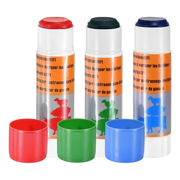 Uxcell 3-Pack Large Livestock Markers for Pig Cattle Cow Sheep, Farming Livestock Marking Accessory [Red/Green/Blue]