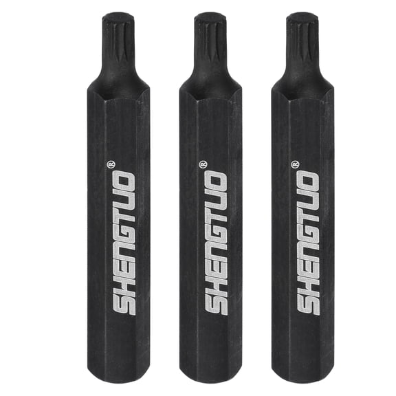 Uxcell 3 Pack M6 Torx Screwdriver Bits 3/8" Hex Shank 75mm/2.95" Length, Non-magnetic 12 Point Head Hex Screw Driver Bits, S2 Steel HRC46-50 for Electric Manual Screwdrivers Repair, Black
