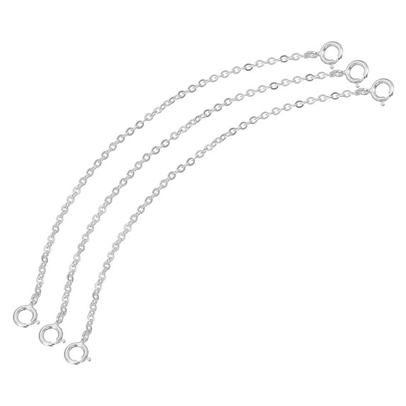 Uxcell 3 Pack Necklace Extenders 925 Sterling Silver 100mm Chains with Clasps, Silver