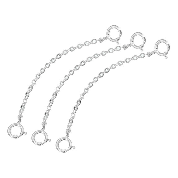 Uxcell 3 Pack Necklace Extenders 925 Sterling Silver 50mm Chains with Clasps, Silver