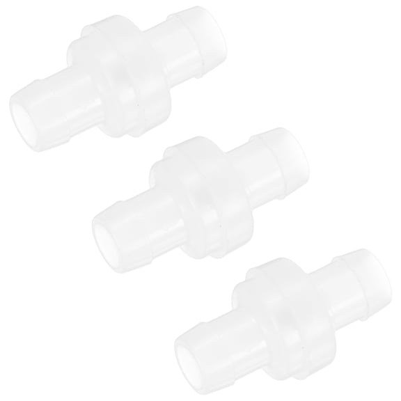 Uxcell 3-Pack One Way Check Valve, 1/2" Barb Hose Non Return Plastic Ozone Resistance Check Valve 1.56" [Clear]