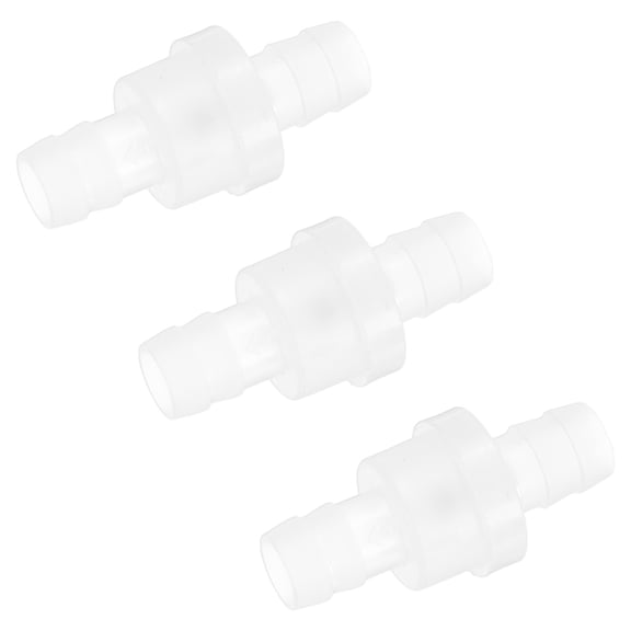 Uxcell 3-Pack One Way Check Valve, 3/8" Barb Hose Non Return Plastic Ozone Resistance Check Valve 1.69" [White]