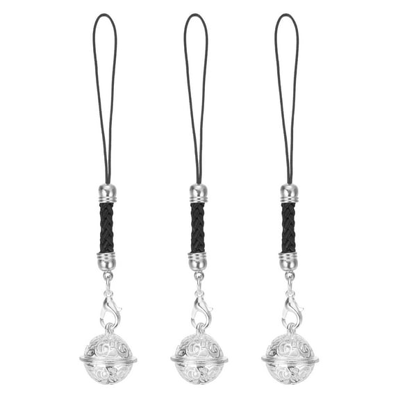Uxcell 3 Pack Pack Cellphone Strap Pendant, 10cm/3.94inch Cellphone Hanging Keychains Lanyards Wrist Strap, Black/Silver