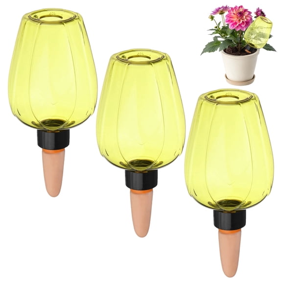 Uxcell 3-Pack Plant Self Watering Globes, 5.1 oz Rose Water Bulbs for Indoor Plants, Self Watering Spikes [Yellow]