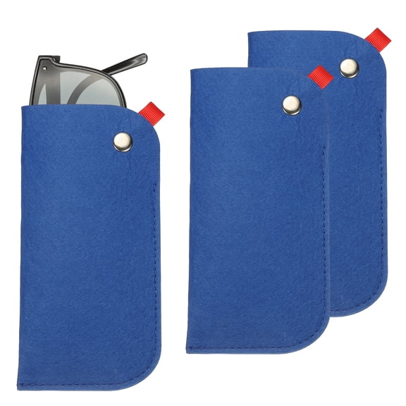 Uxcell 3 Pack Portable Felt Glasses Case, Soft Slip-in Pouch Case, Eyeglasses Bag Sunglasses Storage Pouch for Men and Women (Ear Hanging Style, Sapphire Blue)